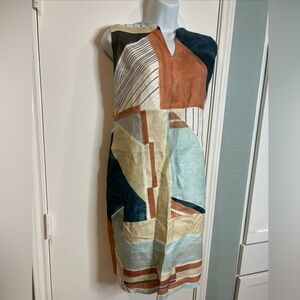Lafayette 148 NY Taren Linen Shift Dress Sleeveless Size 8